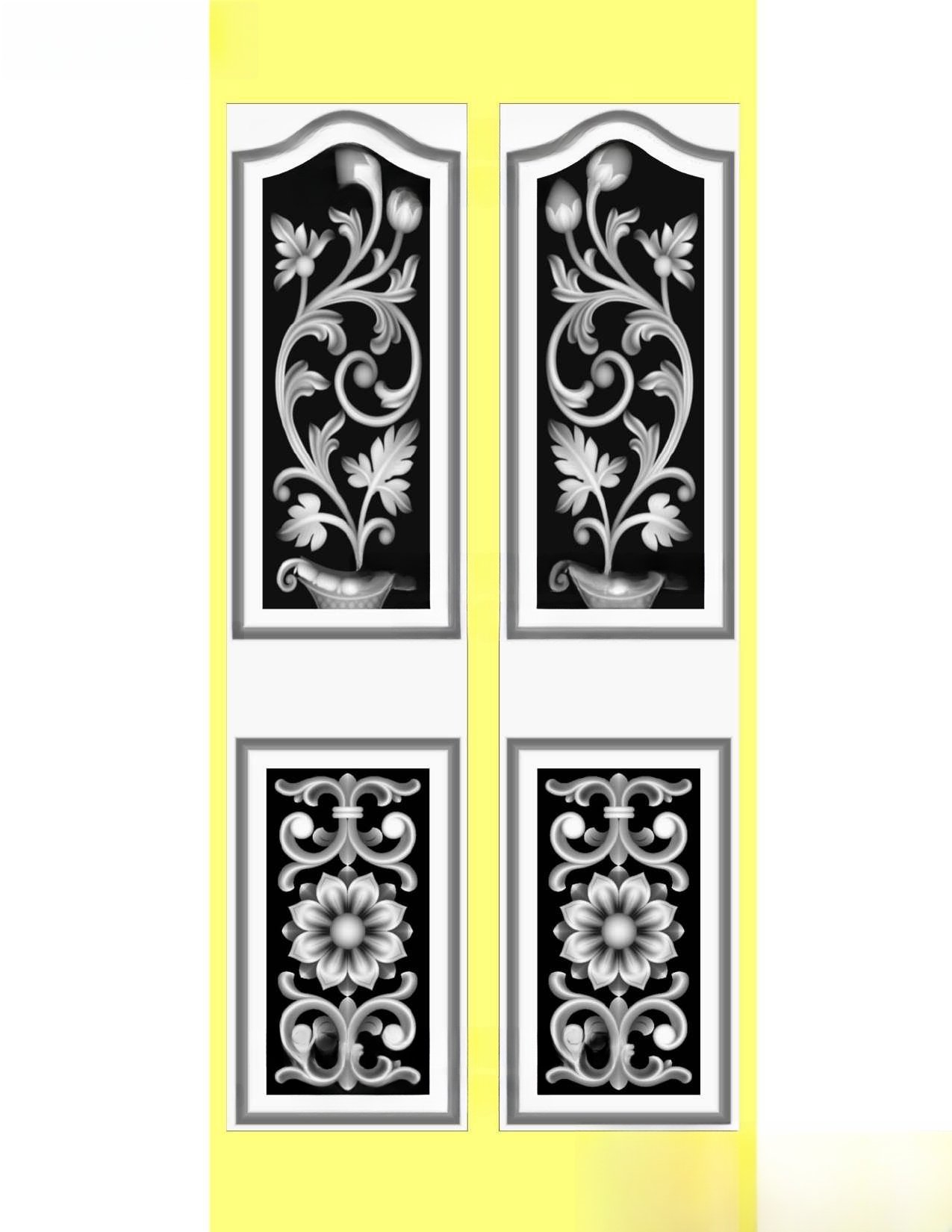 MD - MIX-89 Floral Ornamental 3D Relief Door Design